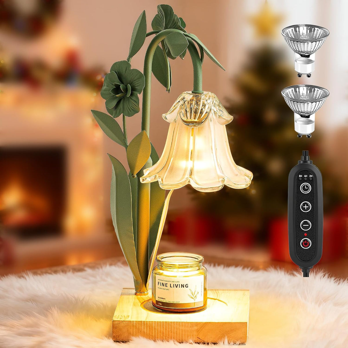 Candle Warmer Lamp with Timer Dimmer, Adjustable Height Flower Candle Lamp Warmer, House Warming Gifts New Home Decor, Mothers Day Birthday Gifts for Women Mom Sister, Wax Melt Warmer for Jar Candles