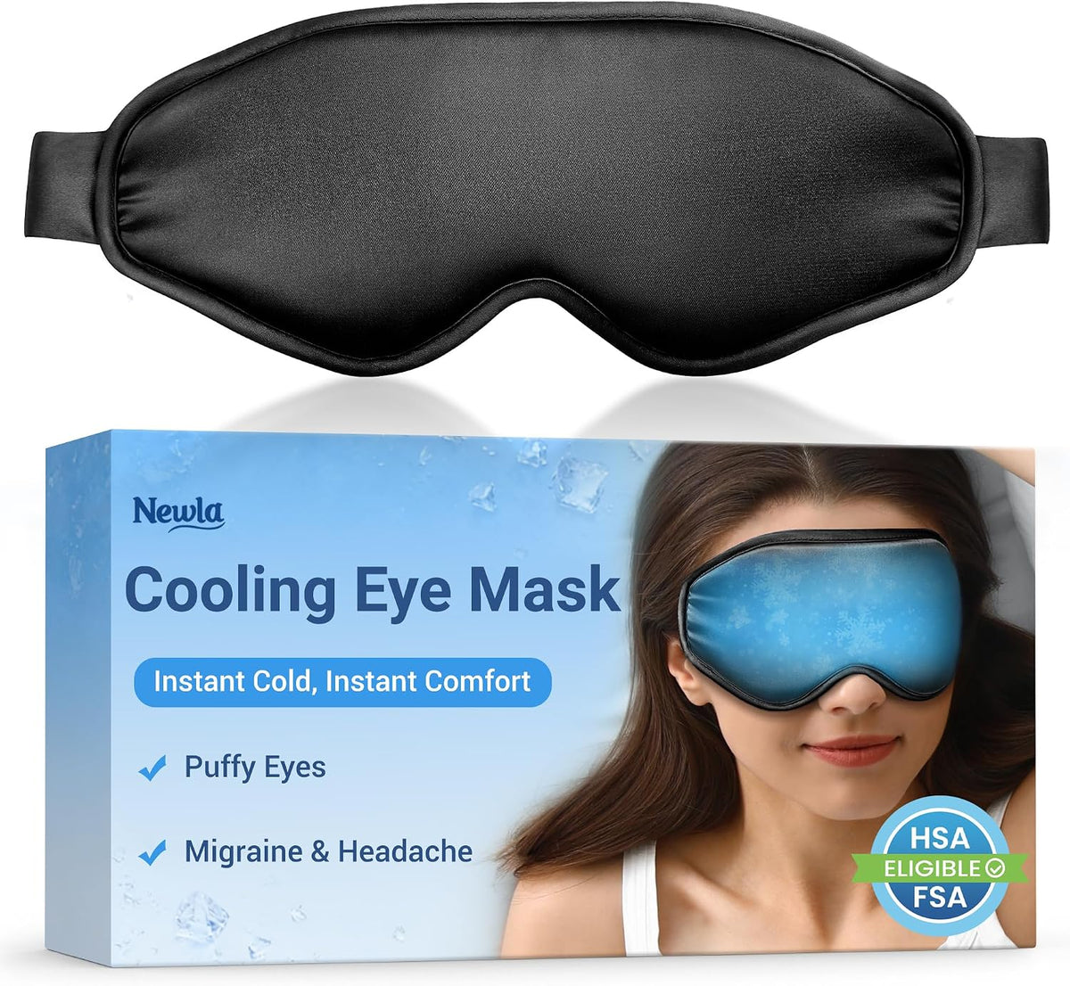 Cooling Eye Mask for Puffy Eyes: Fsa Eligible Items Hsa, Face Ice Eye Pack for Migraine After Surgery Relief - Reusable Cold Compress for Headaches Puffiness - Comfortable Weighted Fit Gel Sleep Mask