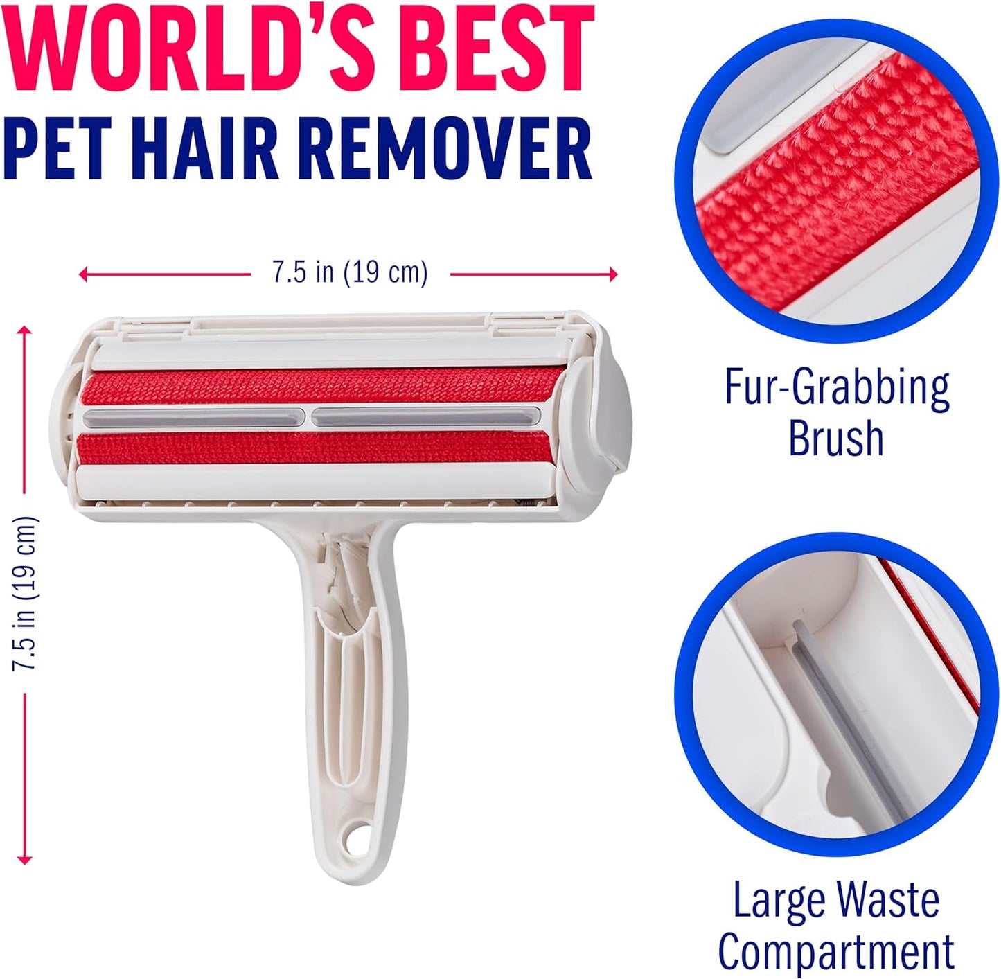 ChomChom Roller Pet Hair Remover – Reusable Lint Roller Pet Hair Removal Tool for Clothes, Couches, Cars and Travel - Cat Dog Hair Remover, Compact, No Sticky Refills Needed (Mini Roller)