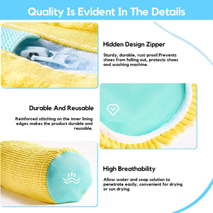 Shoe Washing Machine Bag, 4 Pcs Shoe Laundry Bag for Sneacker | With 4 Boot Stretcher (L 6-12.5 & S 5-10.5), Reusable,Durable Zipper,360°Deep Cleaning, Fit Most Shoes Types