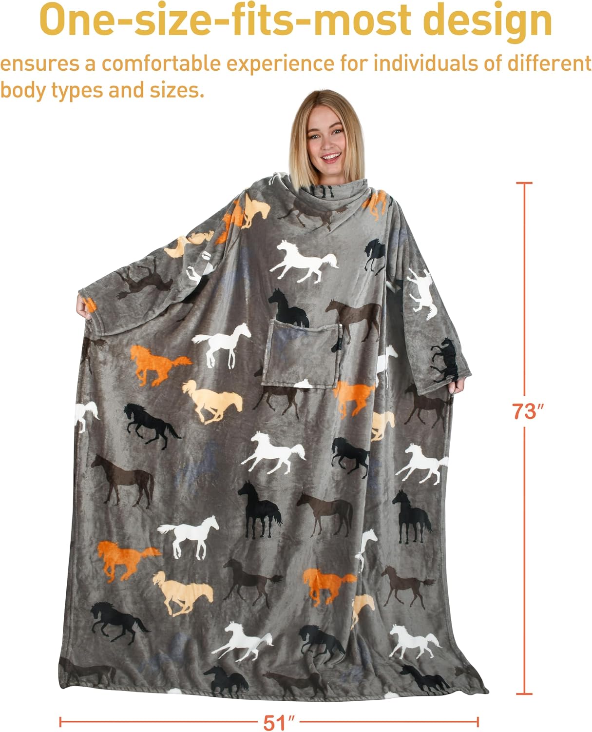 Catalonia Wearable Blanket with Sleeves for Women & Men, Fleece Wrap Throw | Cozy Sleeve Design for Hands-Free Comfort, Perfect for Reading, TV Time & Relaxing, Christmas & Birthday Gift