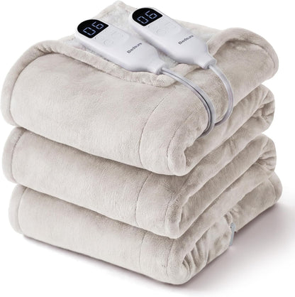 Bedsure Heated Blanket Throw Blanket with Preheat Function - Fast Heating Electric Blanket, Soft Flannel Throw with 6 Time Settings(Up to 10H), 6 Heating Settings, Gifts for Grandma (50"x60", Grey)