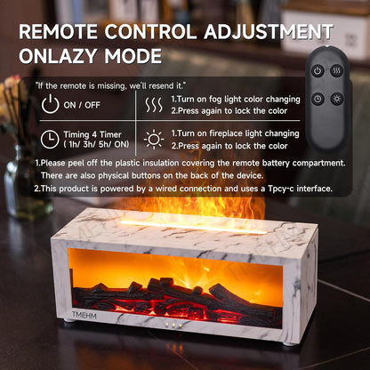 TMEHM Fireplace Flame Air Diffuser Humidifier,7 Colors Aromatherapy Essential Oil Diffuser,Ultrasonic Aroma Humidifier with Timer for Home,Bedroom,Office,Yoga (Black)