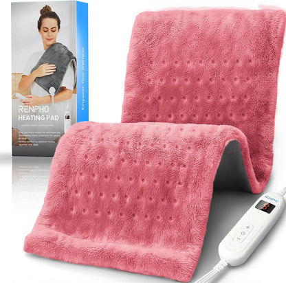 RENPHO Electric Heating Pad for Back with 10 Heat Levels, FSA Eligible HSA | Fit for Neck, Shoulder, Knee, Arm & Leg, Birthday Gift for Women, Men, Mom & Dad, HSA Approved, ETL Certified, 12 x 24", Gray