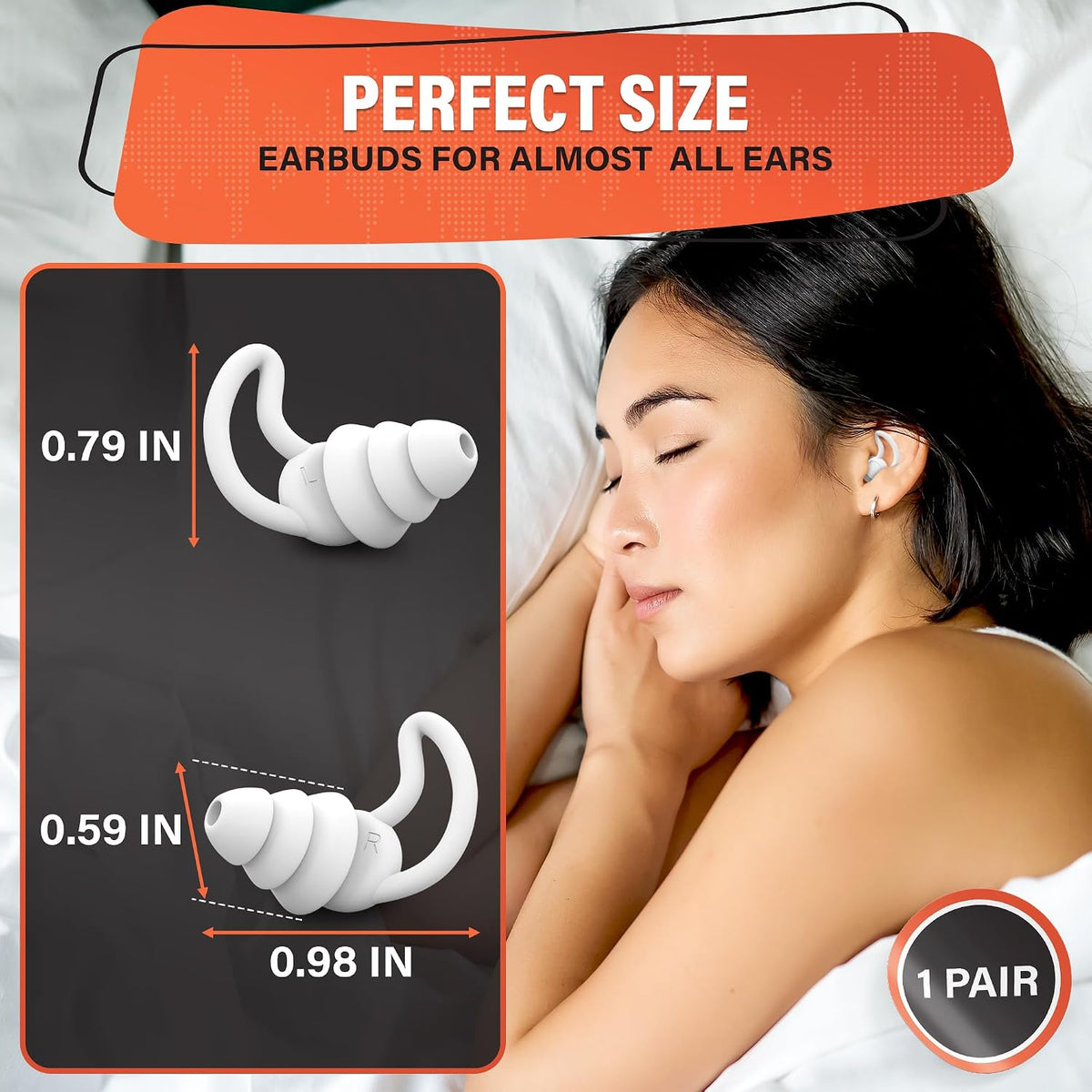 Reusable White Ear Plugs for Sleeping, Reduce 40 dB, Noise Canceling