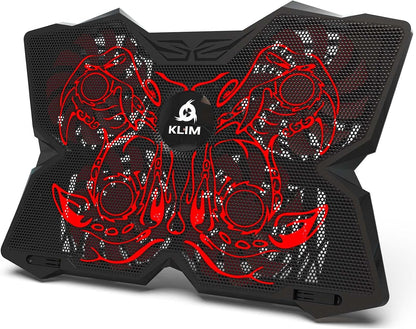 KLIM Wind Laptop Cooling Pad - More Than 500 000 Units Sold - New Version - The Most Powerful Rapid Action Cooling Fan - Laptop Stand with 4 Cooling Fans at 1200 RPM - USB Fan - PS5 PS4 - RGB