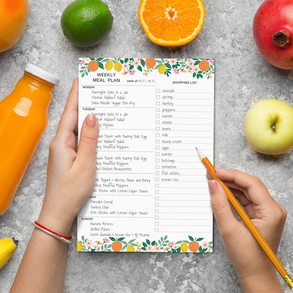 Sweetzer & Orange Fruity Weekly Meal Planner and Grocery List Magnetic Notepad. 7x10” Meal Planning Pad with Tear Off Shopping List. Plan Weekly Menu Food for Weight Loss or Dinner List for Family!