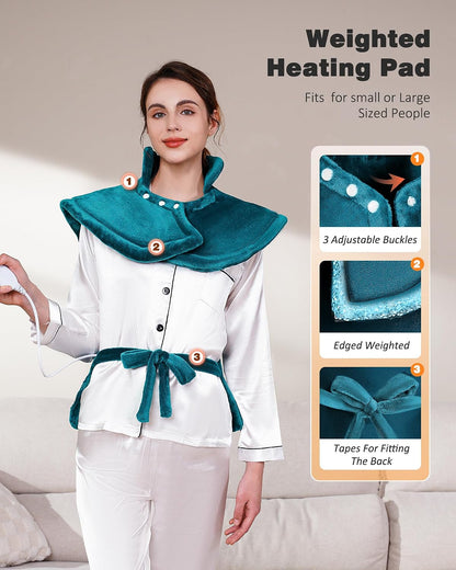 Yokimisu Heating Pad for Neck, Shoulders and Back Pain Relief, 2.5lb Weighted Large 24"x33" Wearable Electric Heating Pad, Fast Heating, ETL Certified, Gift for Women and Men, Ideal for Mom & Dad-Grey