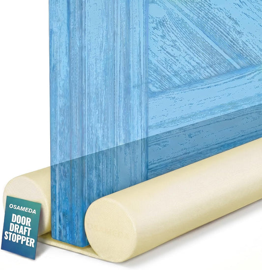 Under Door Draft Stopper - Door Sweep Gap Filler Seal 36 Inch Black | Adjustable Fit Most Doors, Machine Washable Fabric, Quick Setup, Noise Blocker, Draft Seal, Dust Insect Block, Energy Saving