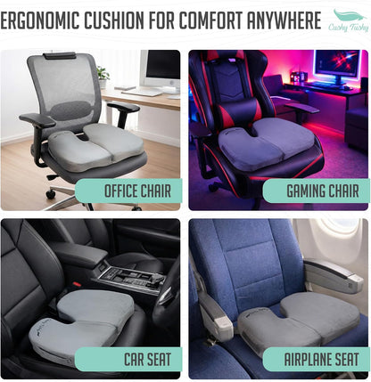 Cushy Tushy Premium Foldable Travel Seat Cushion - for Relief of Lower Back, Sciatic, Butt and Tailbone Pain - for Home & Office Use, Perfect for Travel or Driving - Coccyx Seat Cushion