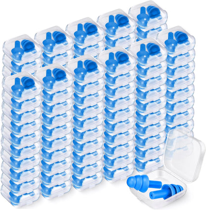 Trelaco 100 Pairs Silicone Ear Plugs Bulk with Case Nrr 29db, Black