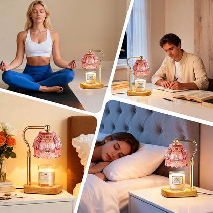 Candle Warmer Lamp with Timer - Flower Electric Wax Melter Warmer Adjustable Height for Jar Candles, Gift for Women, Mom, Christmas, Birthday,Home Decor