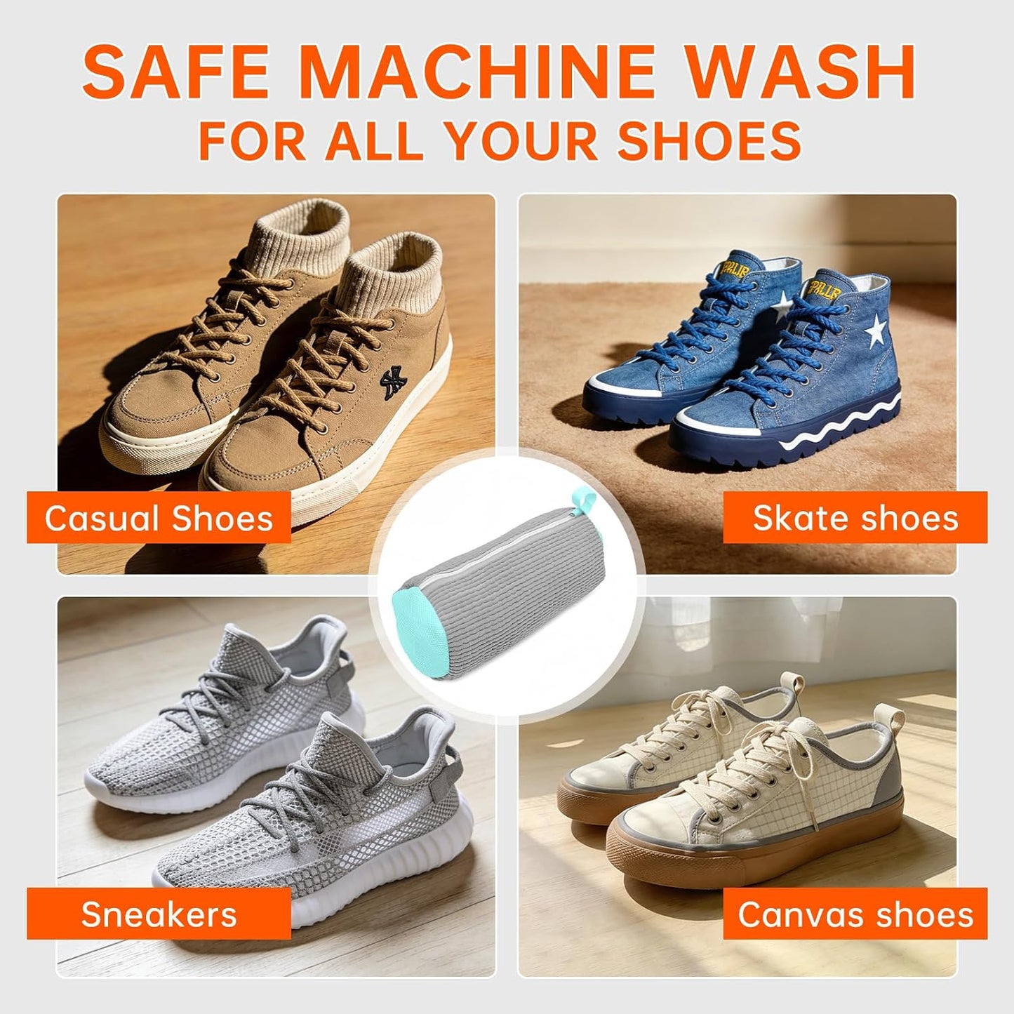 1PCS Blue Shoe Washing Machine Bags for All Shoe Types | Deep Cleaning,Reusable and Durable,Safeguarding Shoes from Scuffs and Deformation,Tear-Resistant Chenille Fabric