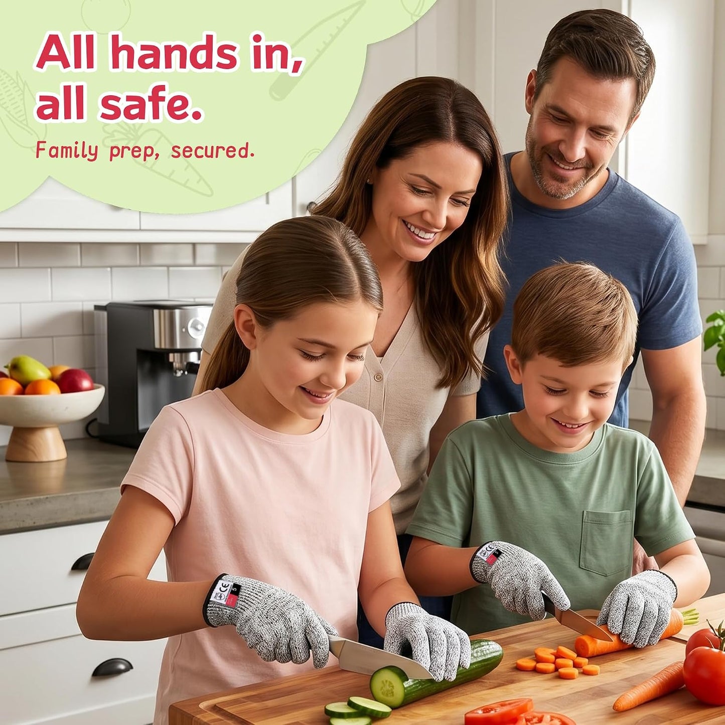 Level 5 Cut Resistant Gloves for Kitchen Food Grade, Machine Washable for Indoor&Outdoor Use