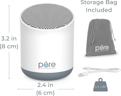 Pure Enrichment Wave Mini Travel Sound Machine - 6 Soothing Sounds Including White Noise, Seamless Loop Audio, Rechargeable Battery, 48 Hour Run Time, Optional Timer, and Storage Bag