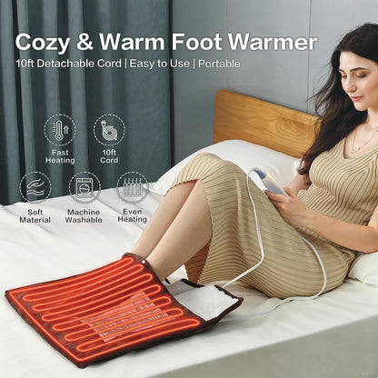 WarmMist Heated Foot Warmers, 22"×20" Electric Foot Heating Pad, Ultra Soft