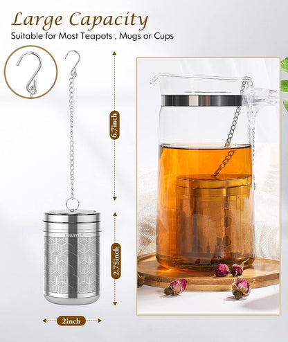 2 Pack 304 Steel Fine Mesh Tea Infusers for Loose Leaf Tea | Versatile for tea, spices & seasonings, fine mesh traps sediment, dishwasher-safe