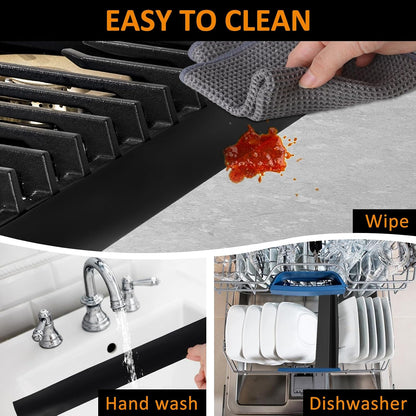 2 Pack Silicone Stove Counter Gap Covers, Heat Resistant Stove Gap Filler | Rolett 21 Inch Black stove guard for counter, Easy to Clean