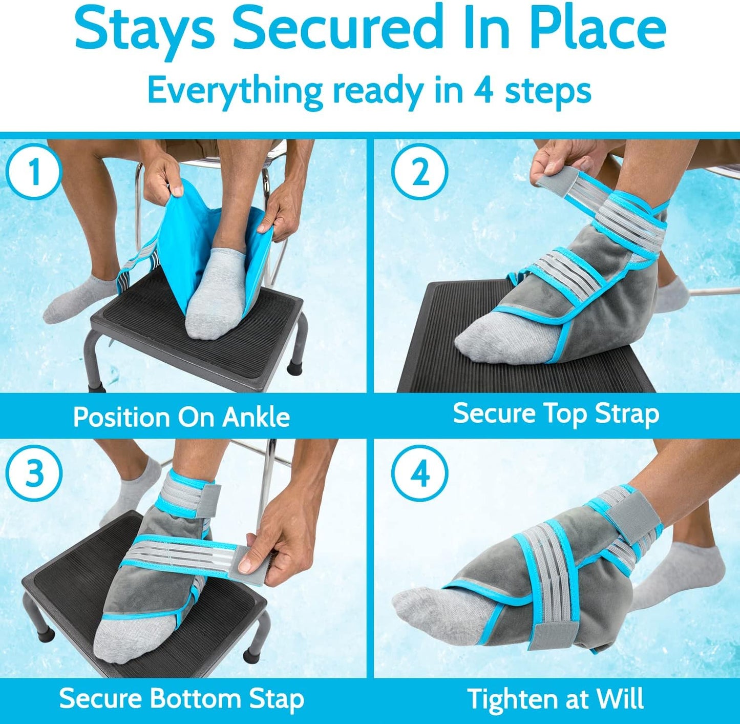 Arctic Flex Ankle Foot Ice Pack Wrap - Reusable Gel for Hot Cold Therapy | Large Soft Wrap for Injuries - Long-Lasting & Flexible for Pain Relief, Achilles Tendonitis, Sprains, Swelling
