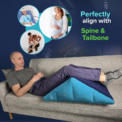 Leg Elevation Pillow by Recovery Wedge, Inflatable Wedge Pillow for Sleeping and Post-Surgical, Improve Circulation and Reduce Swelling, Speed Injury Recovery. (Large triangle)