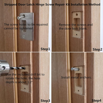 Screw Door Security Hardware Reinforcement Jamb Repair Kit - Terrific Solution for Stripped Door Hinge, Damaged Screw Repair (Black)