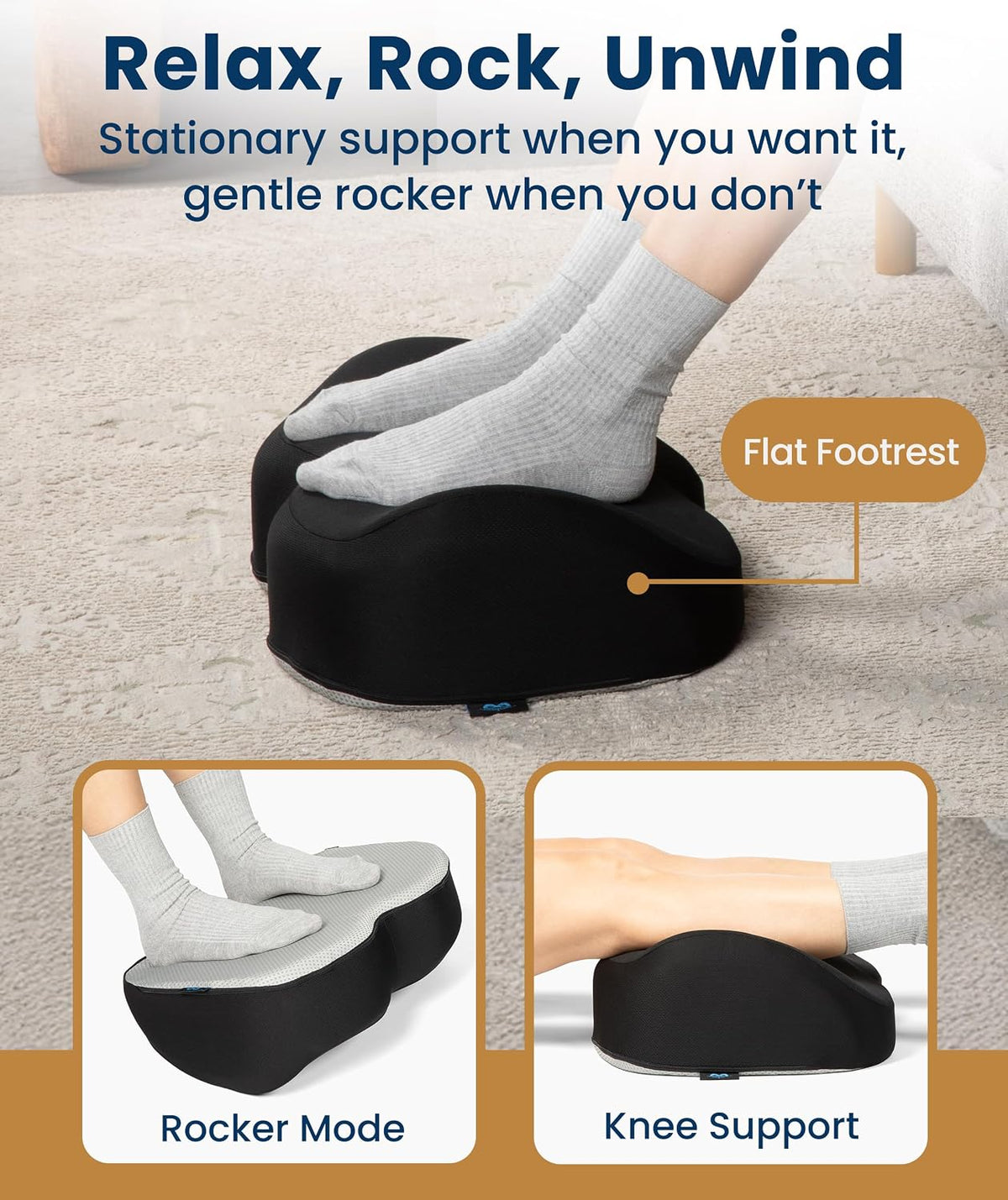 Everlasting Comfort Foot Rest for Under Desk at Work - Memory Foam Office Foot Stool & Under Desk Footrest Leg Elevation Pillow for Gaming & Home Office, Supports Posture