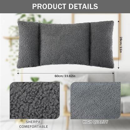 Queekay Fleece Lumbar Support Pillow 3 Section for Office Chair, Black