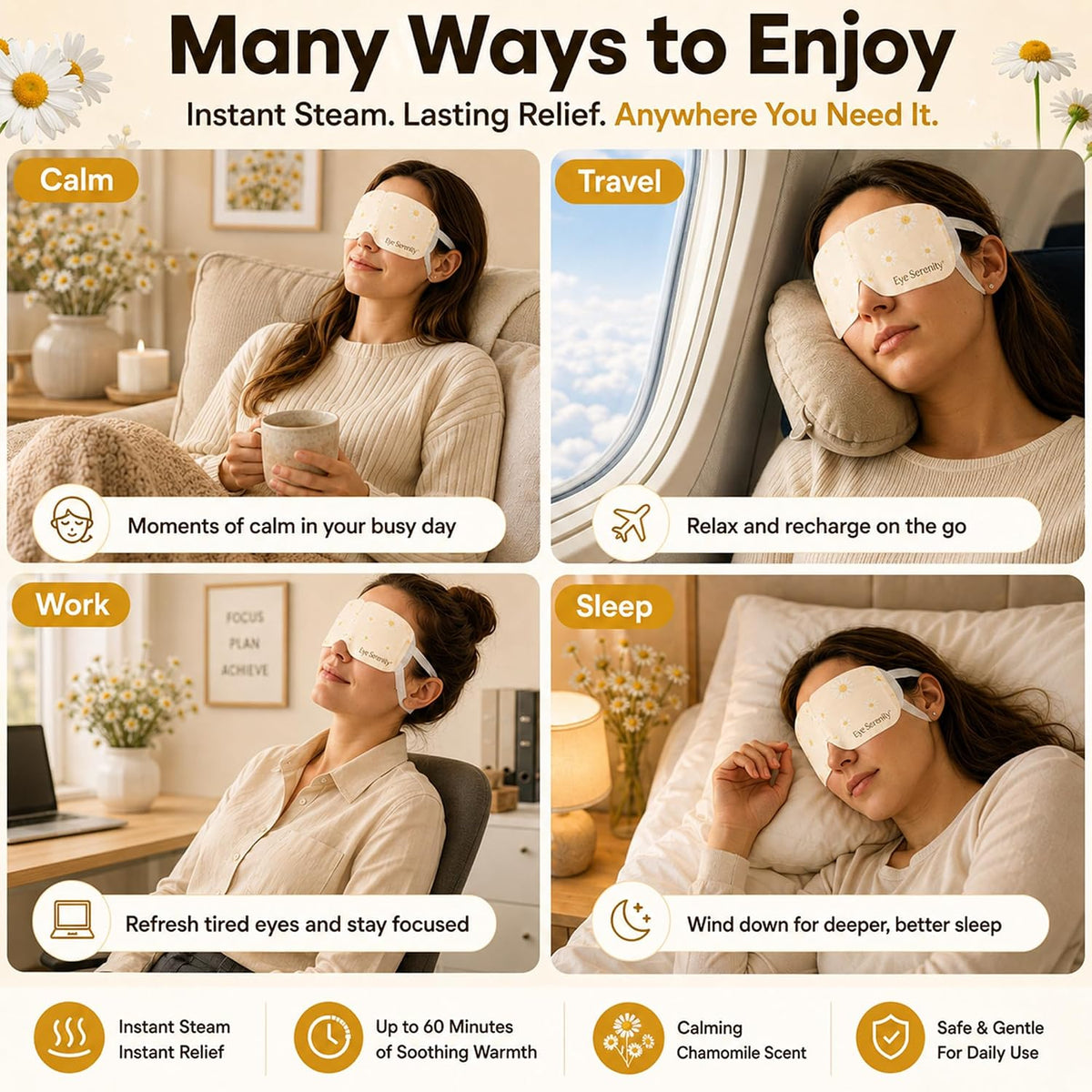 Eye Serenity Steam Eye Mask, Heated Eye Mask Fast Relief for Stye Unscented