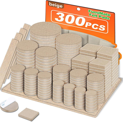 Felt Furniture Pads 300 Pieces, Furniture Pads for Hardwood Floors Black | Self-adhesive felt pads prevent scratches and noise, ideal for chair legs, suitable for hardwood floors and indoor furniture