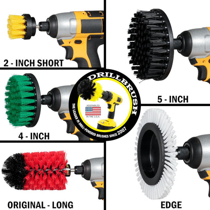 Grout Cleaner Kit - Bathroom Drill Brush Attachment Set - Shower Cleaner | Household Cleaning Supplies - Tub Scrubber - Toilet Brush - Spotless Tiles - Power Scrubbing Nylon Bristles