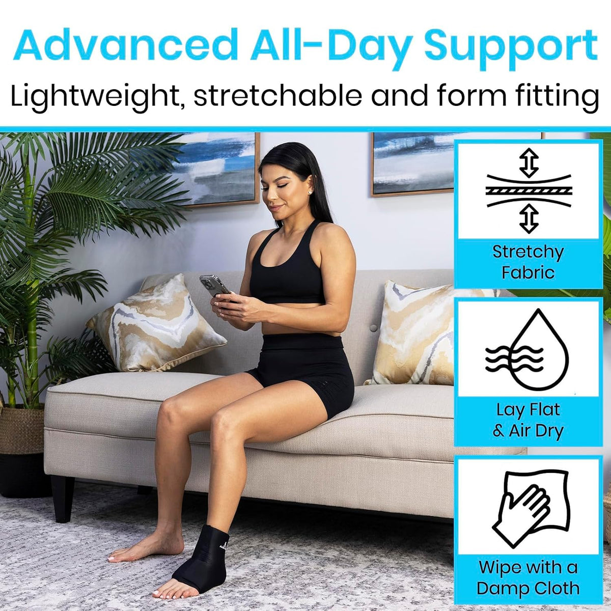 Vive Arctic Flex Ankle Ice Pack Wrap for Swelling - Adjustable Hot & Cold