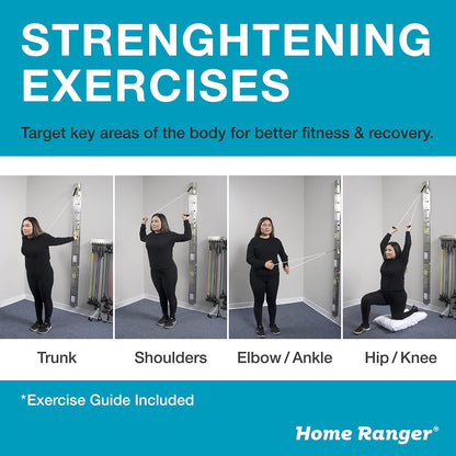 HomeRanger Premium Shoulder Pulley System - Original Version, Model 240 - Ergonomic Handles and Web Strap for Secure Over-The-Door or Side Attachment - Easy Set-up, Range of Motion Exercise Device