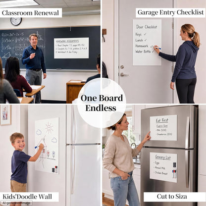 Magnetic White Board for Refrigerator Plan Weekly Menus at a Glance | Dry Erase Sheet for Meal Schedules - 12" x 8" Kitchen Command Center for Busy Moms with Magnet Backing Packed Flat