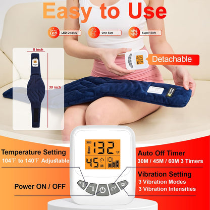 CAMECO 2-in-1 Cordless Neck Heating Pad & Massager for Pain Relief, 104℉-140℉ 5000mAh Battery Operated Heated Neck Massage Wrap for Women Men, Portable Cevical Heat Pad for Home Office Travel