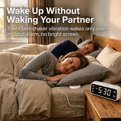Vibrating Bed Shaker Alarm Clock for Deaf & Hard of Hearing, Black