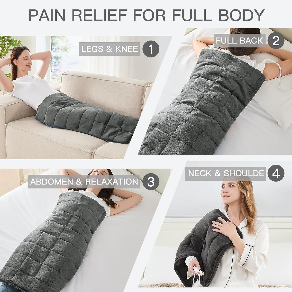 Weighted Heating Pad for Neck, Shoulder & Back Pain Relief FSA Eligible HSA