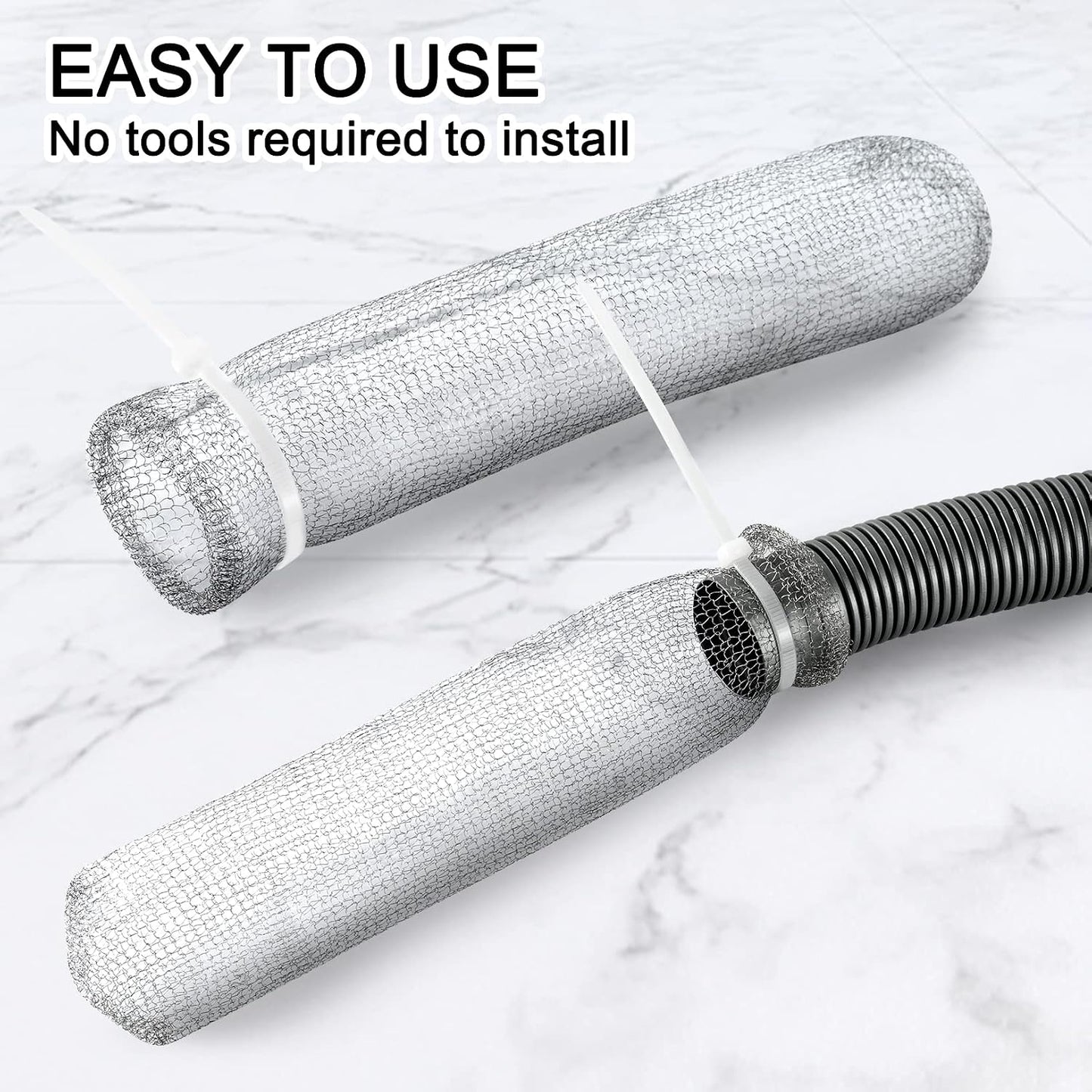 24 Pieces Lint Traps Washing Machine Stainless Steel Lint Snare Traps Laundry Mesh Washer Hose Filter with 24 Pcs Cable Ties