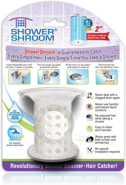 ShowerShroom the Revolutionary 2" Stand-Up Shower Stall Drain Protector Hair Catcher/Strainer, Blue