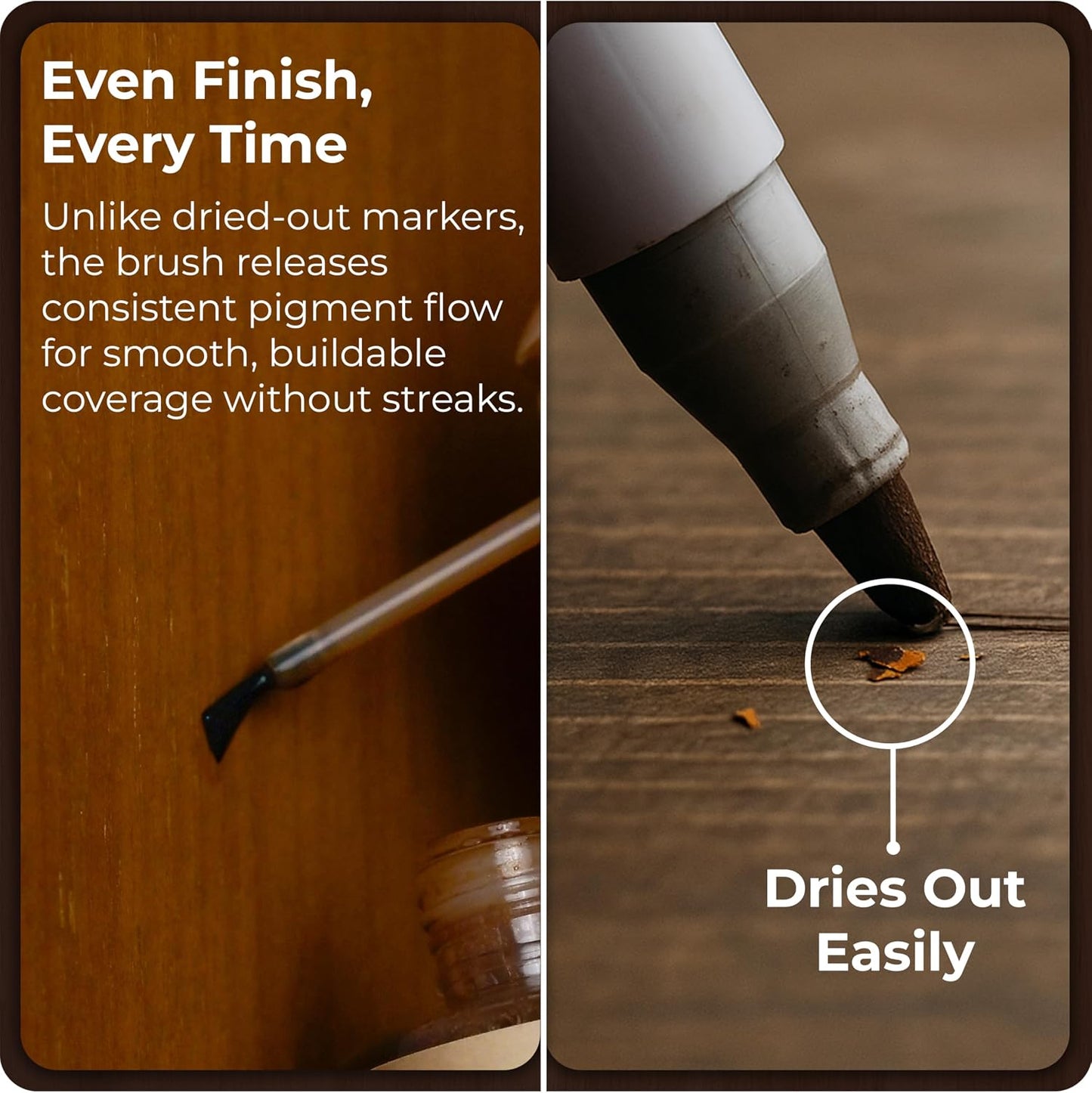 Light Brown Wood Stain Repair Kit, Brush-On Touch-Up Stain Bottles, Golden Oak, Early America, Cherry, Red Oak, Interior and Exterior Wood, 4 fl oz Total by spot.