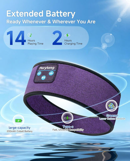 Sleep Headphones | Bluetooth 5.4 Headband | Wireless Earbuds Earphones Sweat Resistant with Ultra-Thin HD Stereo Speaker, Headphone Band for Side Sleepers Workout Running Tech Gadgets Unique Gifts