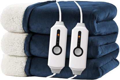 Electric Heated Blanket Full Size 72"x84" – Light Gray | ETL for Safe Overnight, 4 Heat Settings & 10H Auto Off, Dual-Sided Microplush Sherpa for Home Night, Machine washable