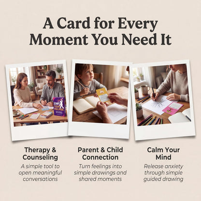 Art Therapy Games Cards, 42 Guided Drawing & Reflection Journal Prompts for Adults & Teens, Art Therapy Supplies, Emotional Regulation & Mental Health Gift