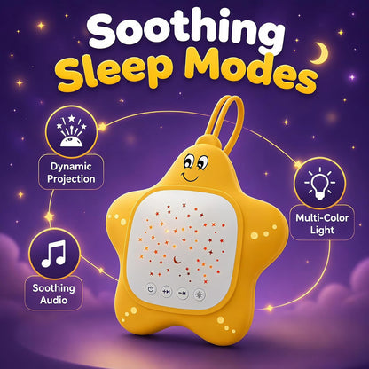 Portable White Noise Sleep Soother Baby Sound Machine with Star Projector