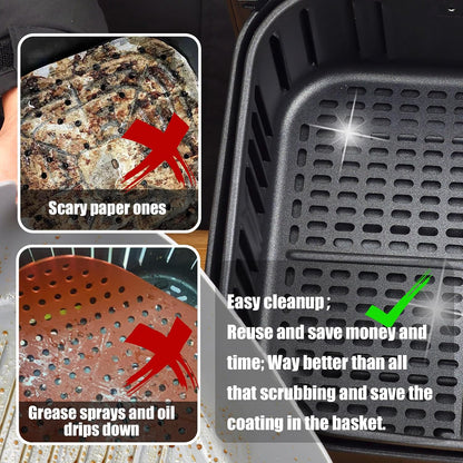 Golden Associate Silicone Liners Square for 8 to 8.5 inch Air Fryer, 2 Pcs Non-stick Food-grade Reusable Basket Baking Tray Airfryer Accessories