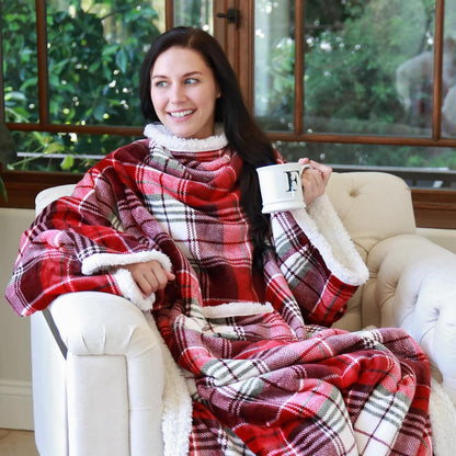 Catalonia Sherpa Wearable Blanket with Sleeves and Pocket for Adults