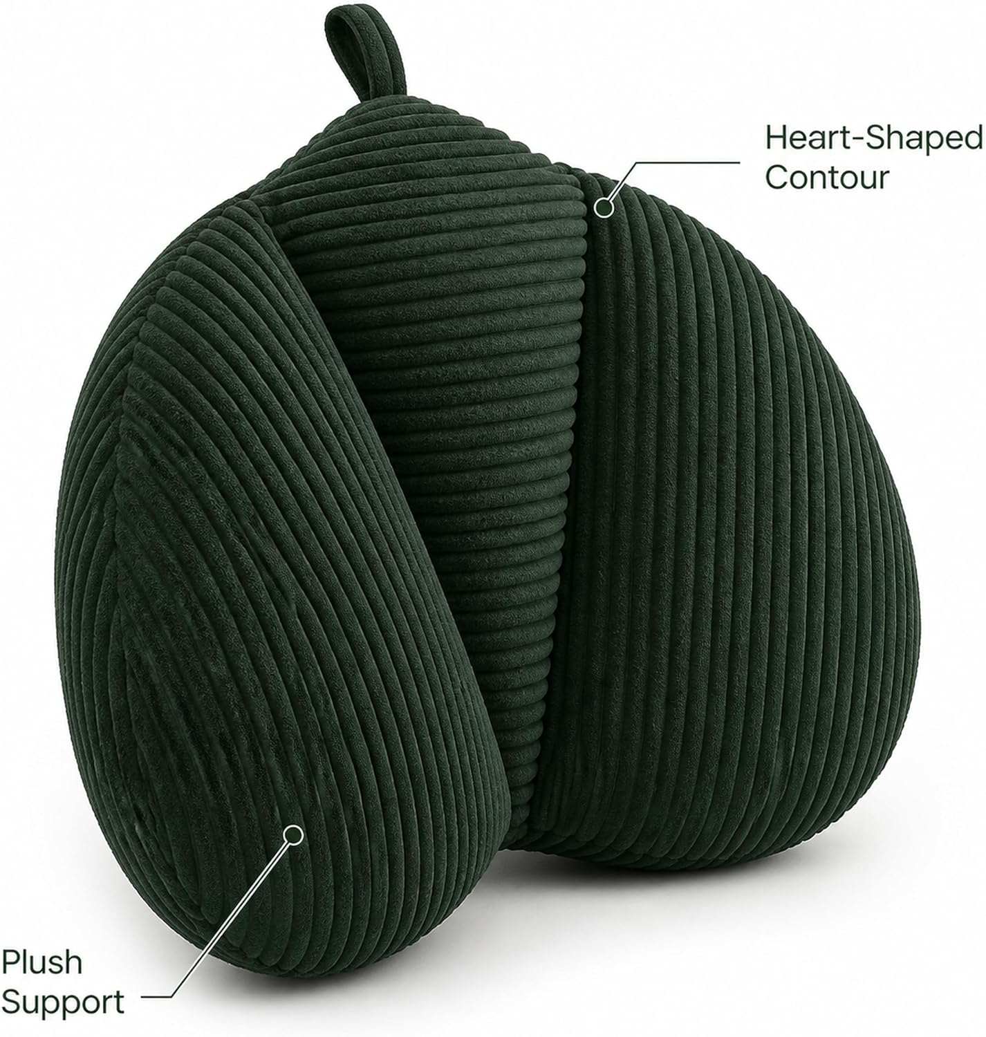Lumbar Support Pillow for Couch, Back Support Pillow for Chair | Heart-Shape Back Cushion with Shredded Foam for Back Pain Relief & Reading, Lumbar Cushions for Recliner, Car, Black