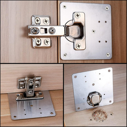 10 Pcs Cabinet Hinge Repair Plates Kits,Kitchen Cupboard Door Hinge Repair | repair plate,Stainless Steel Hinge Repair Fixing Bracket Plate Kit with Screws/Screwdriver for Kitchen Furniture CabinetDoor