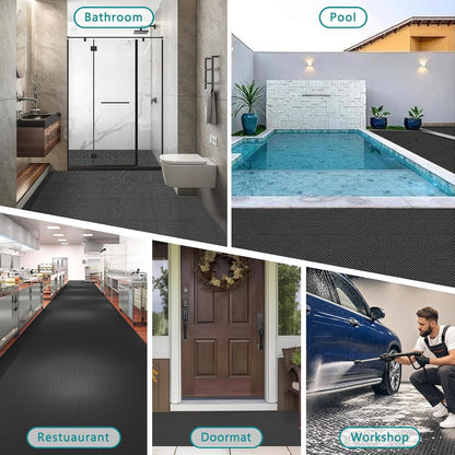 WochiTV Non Slip Drainage Mats PVC Pool Floor Mat 0.23'' Thick Outdoor Indoor Parking Space Mat for Bathroom Garage Basement Backyard Commercial Kitchen 3x16.6Ft