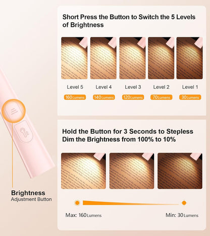 Gritin Book Light, Eye Caring 4-Color&5-Brightness Neck Light Reading Light | Stepless Dimming, 30-min Timer, 80+ Hrs Runtime, Bendable Round Neck Design, Lightweight for Reading, Knitting, Repairing