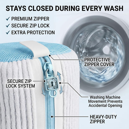 Shoe Washing Machine Bag with Brush & Trees Reusable Laundry Shoe Bag Set | 2pc Reusable Sneaker Washing Bag Kit with Zip Protection shoe cleaning bag 3k chenille material 360 deep Clean Shoe Wash Bags